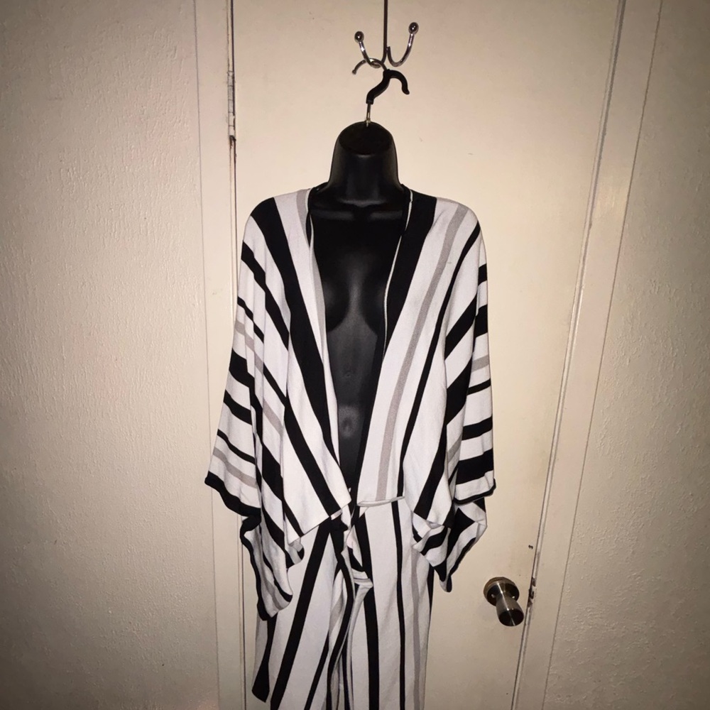 🆕 Ashley Stewart Striped Cardigan Sweater | Black & White | Size 22/24